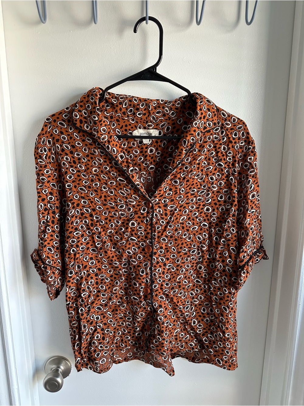 Anthropologie Porridge Rust Orange Printed Button-Up Shirt